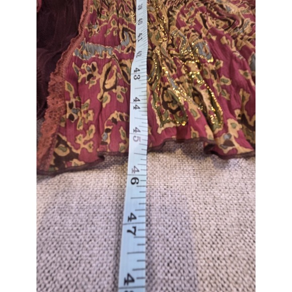 VTG‎ Y2K Bandolino Dress Women's 12 Brown Velvet Paisley Beaded Gypsy Whimsigoth - Picture 12 of 13